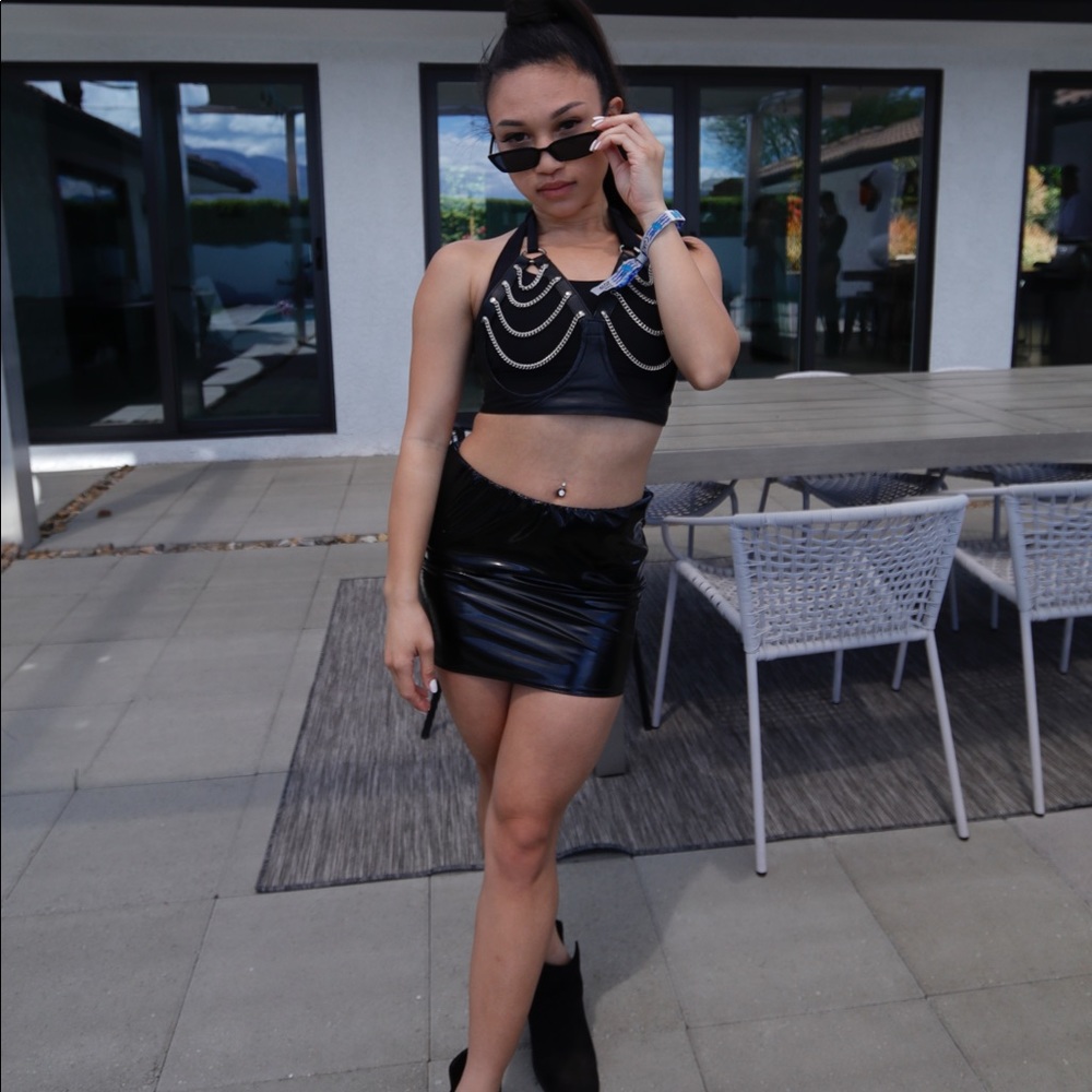 Black leather skirt
